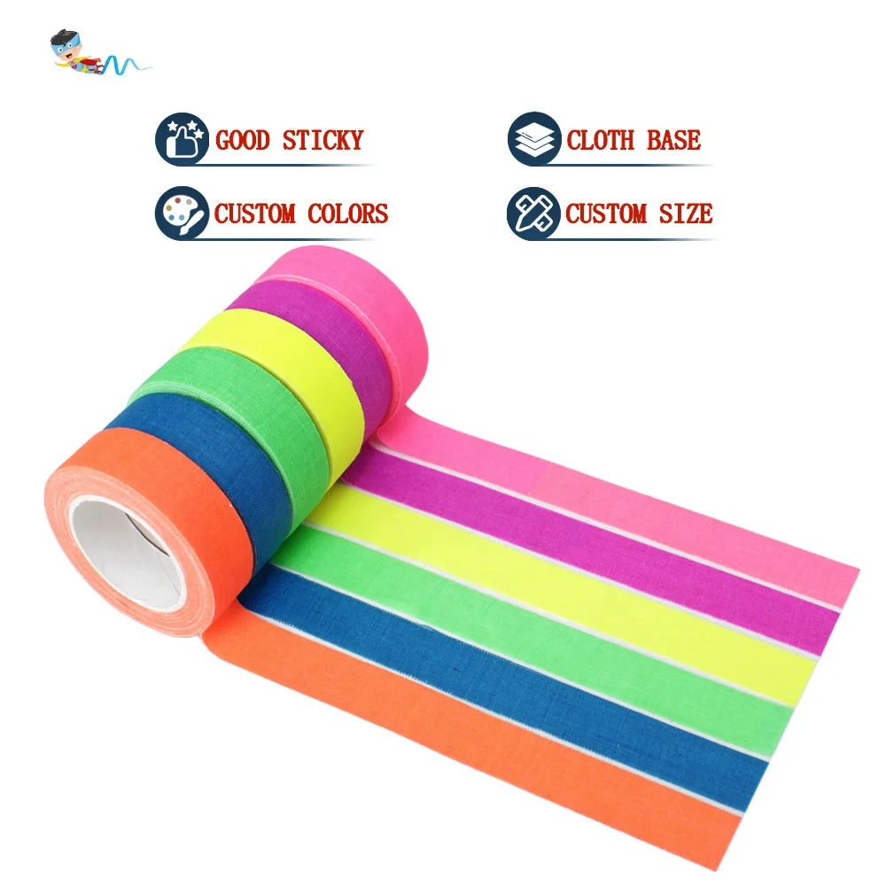 2- Recyclable Colorful UV Resistant Reflective in the Night Nylon Cloth Base Fluorescent Gaffer Self Adhesive Tape