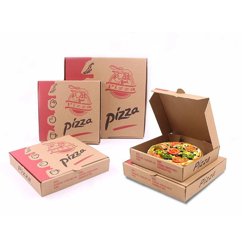 Custom Printed Pizza Box 33x35cm B Flute E Flute Corrugated Grease Resistant Waterproof Delivery Box for Hot Food Takeaway