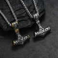 Stainless Steel Gold Plated Triangle Knot Hammer Pendant Necklace  Men's Vintage Titanium Steel Pirate Necklace