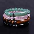 Fashion Elastic Stretch Real Genuine Pink Quartz Agate Tiger Eye Jade Beads Women GEM Healing Natural Stone Bracelet Jewelry