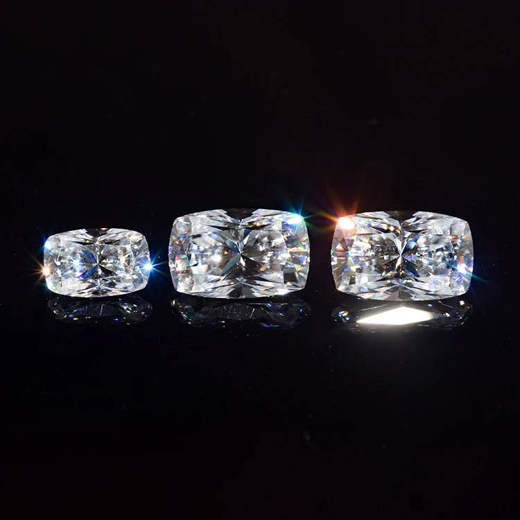 Premium Hand Crafted Loose Custom Moissanite Diamond D White Long Cushion Jewelry Ring Moissanite
