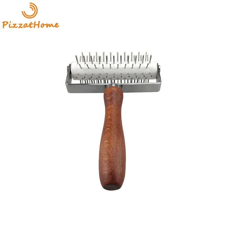 Wood Handle Stainless Steel Pizza Punch Dough Docker Bread Cookie Pie Pizza Pastry Lattice Roller Cutter Kitchen Baking Tool