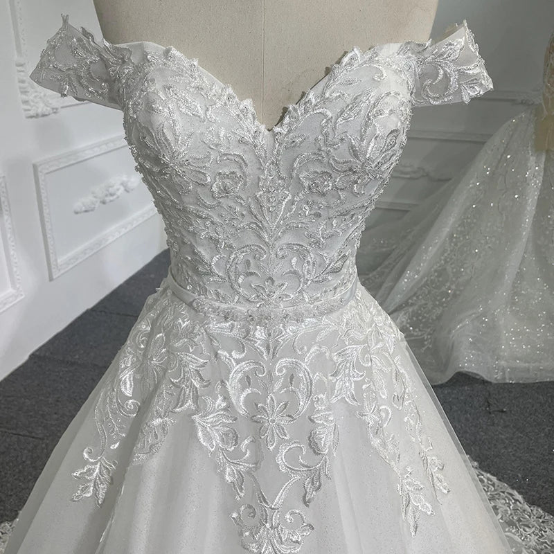 Jancember LSB005 Simple Appliques Off the Shoulder Sweetheart Wedding Dresses for Women