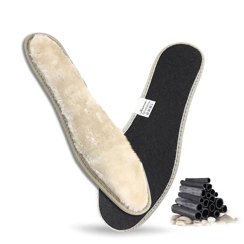 Polyester Fiber Insole Breathable Warm Wool Insole Inserts Anti Odor Winter Thermal Shoe Pads
