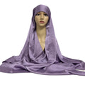 New Premium Instant Satin Crepe Hijab Scarf Ready to Wear Islamic Muslim Undercap Bonnet with Elastic Tie Back