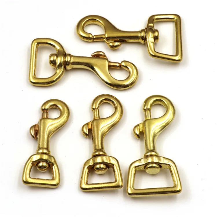 Solid Brass Swivel Eye Snap Hook Bolt Trigger Clip Lobster Clasp for Leather Craft Bag Strap Belt Pet Dog Leash Keychain