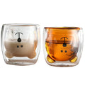Custom Bear Shaped Glass Mug Cups clear Double Wall Glass Coffee Mug 280ml