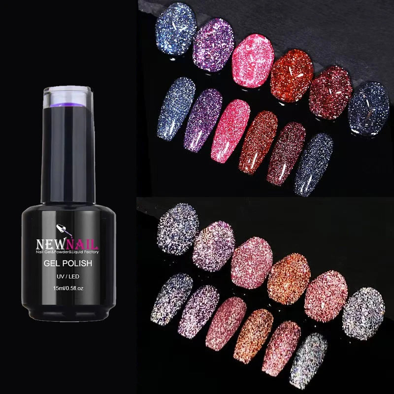 Good Quality 15 ml Reflective Glitter Gel Custom Logo Uv Gel Polish Gel Disco Glitter Nail Beauty Supplies