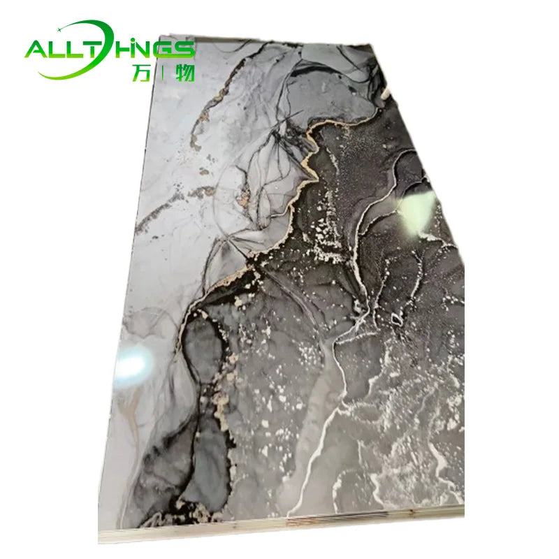 PVC Marble Wall Panel 3D Printing Continuous Patterns UV Marble Sheet Scratch-resistant High-gloss Marble Slab