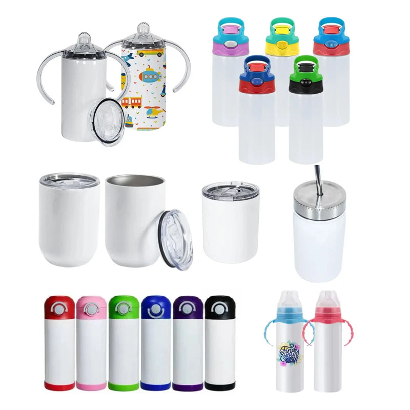 Sublimation Blank Kid Size 8oz 12oz 17oz Water Bottle Stainless Steel Insulated Tumbler with Lid and Straw