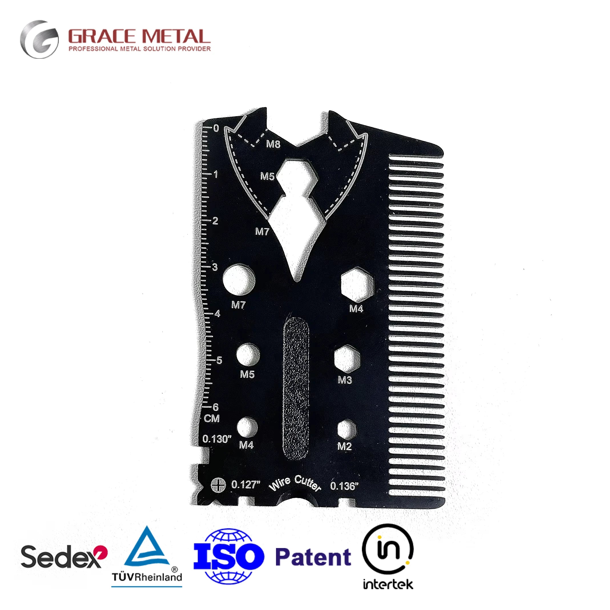 Fathers Day Men Business Gifts Giveaways Custom LOGO Black Stainless Steel 18 In1 Mustache Comb Multi Tool Card Laser Engraved