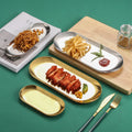 Metal Tray Stainless Steel Plate Oval Cake Fruit Dessert Dishes Western Steak Dish Rectangular Snack Plates Jewelry Storage Tray