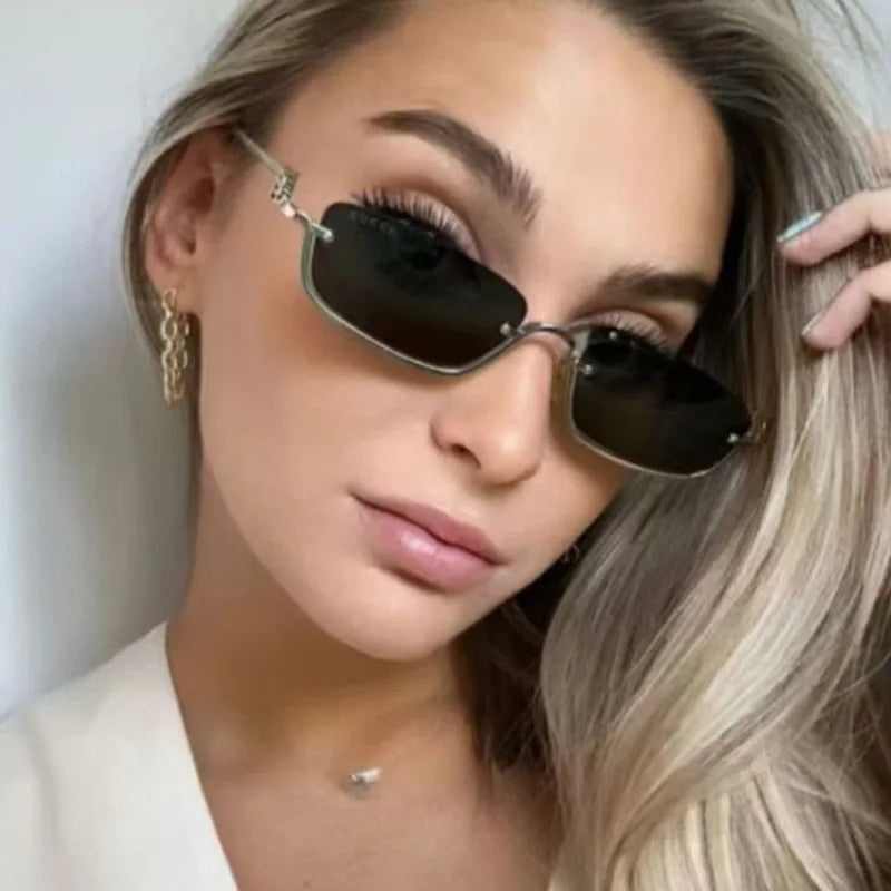 Logo Custom 2025 Vintage Men Metal Half Frame Sun Glasses UV400 Small Square Sunglasses Women