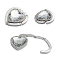 Heart Shaped Diamond Pouch Buckle Portable Purse Hook Bag Accessories Creative Student Gifts Foldable Bags Hook Table