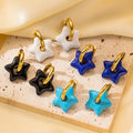 2025 Fashion Jewelry Gold Plated Star Huggie Earrings Stainless Steel Enamel Star Shape Hoop Earrings for Girl