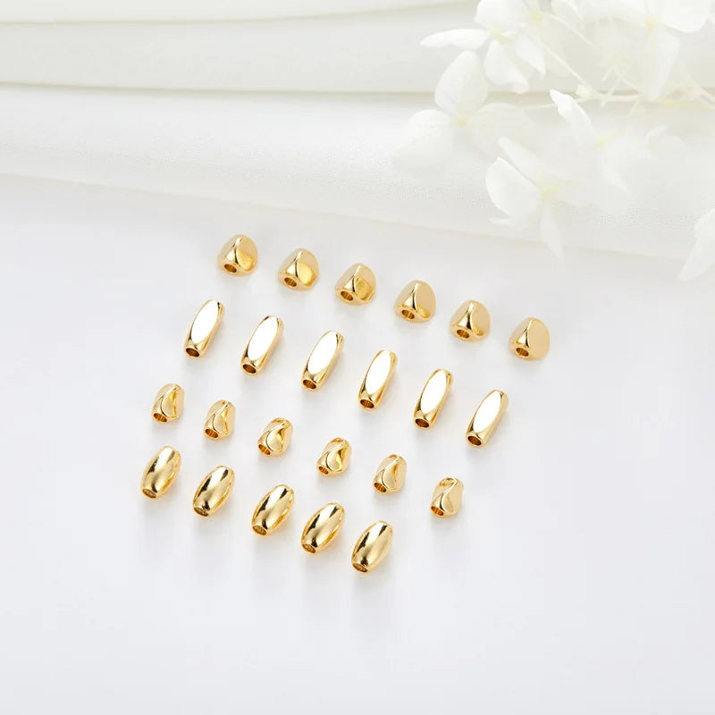 Fashion 14K Gold Plated Brass Loose Cylindrical Beads DIY Jewelry Handmade Bracelet Beads