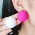 12 Colors Summer Style Simple Round Stud Earrings for Women Exaggerated Female Spray Painting Earring Party Jewelry