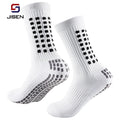 JISEN Design Grip Custom Football Socks-Knitted Summer Breathable Athletic Socks with Anti-Slip Logo (Spandex/Nylon/Cotton)
