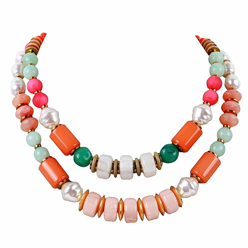 2024 Trendy Handmade Multilayer Pearl Beads Necklace Designer Choker Spring and Summer Resin Romantic Necklace for Women