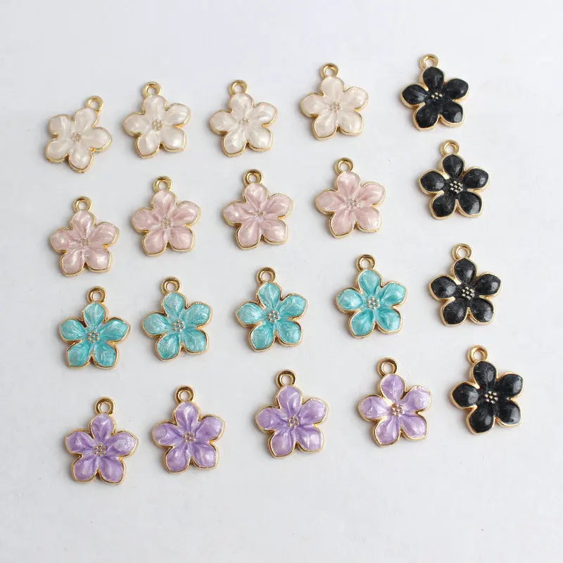 14x17mm Custom Zinc Alloy Enamel Pentapetal Flower Shape Diy Pendants Jewelry Finding Making Accessories Charms