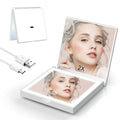 Zonyin 2X Magnifying Portable Plastic Folding Pocket Travel Vanity Mirror Square 2-Side LED Light Wholesale Makeup Mirror