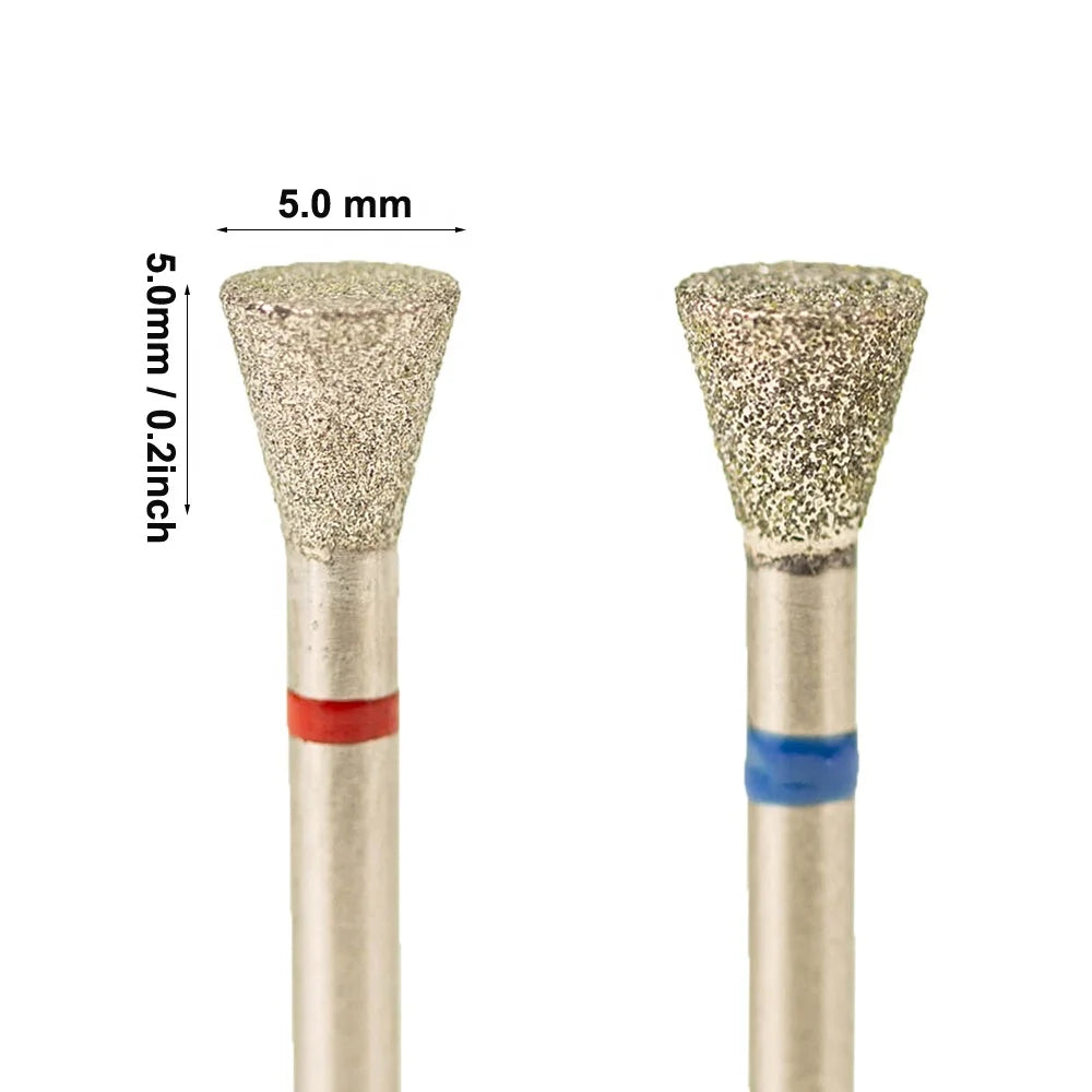 M Safety  Flat Tapered Fan-Shaped 5.0mm Inverted Cone Russian Efile Manicure Cuticle Diamond Nail Bits for Drill