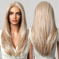 Blonde Lace Front Wigs 13*6 Lace Synthetic Wig Long Natural Layered Hair Smooth Straight Wig for Daily Heat Resistant