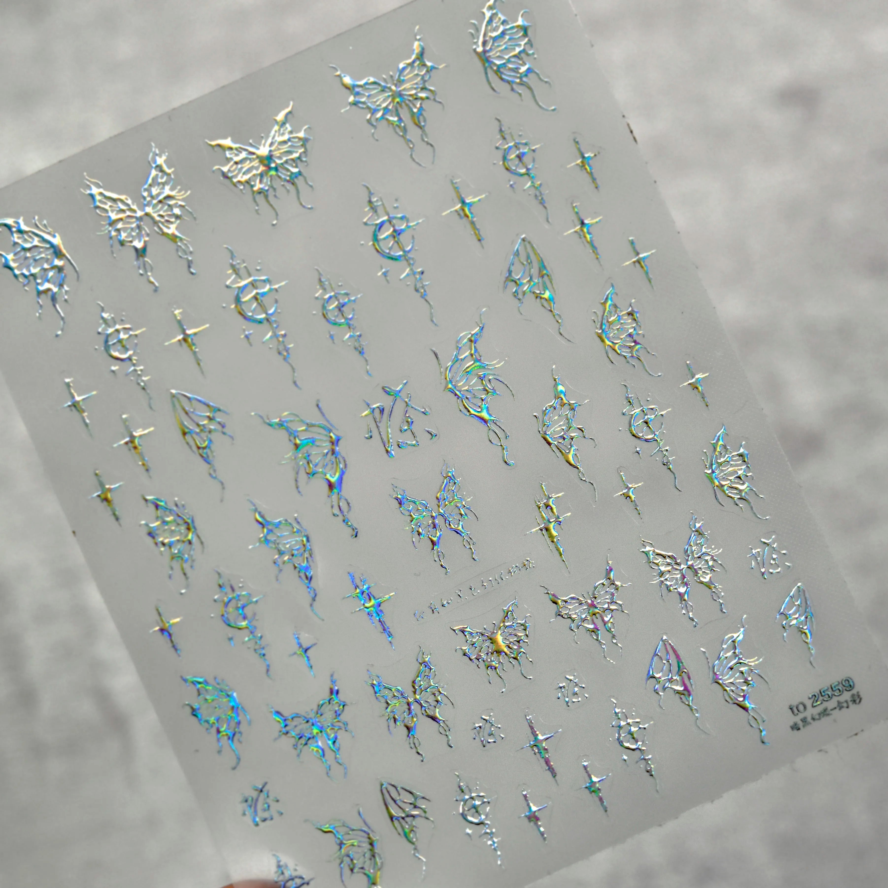 Wholesale 5d Nail Art Sticker Laser butterfly  Nail Art Decals Gold Silver Metallic Butterflies for Nail Decoration