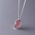 Oval Shape Strawberry Quartz Stone Pendant 925 Sterling Silver Necklace Fashion Jewelry Necklaces for Women