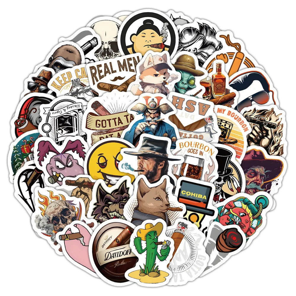 60PCS Waterproof funny smoker gift smoking sticker sheet
