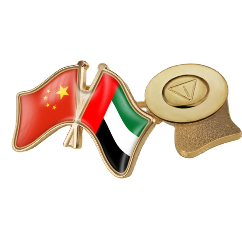 China and the United Arab Emirates Flag Badge Country Flag Lapel Pin Flags of the World Hat Pins Custom Logo Pin Manufacturing