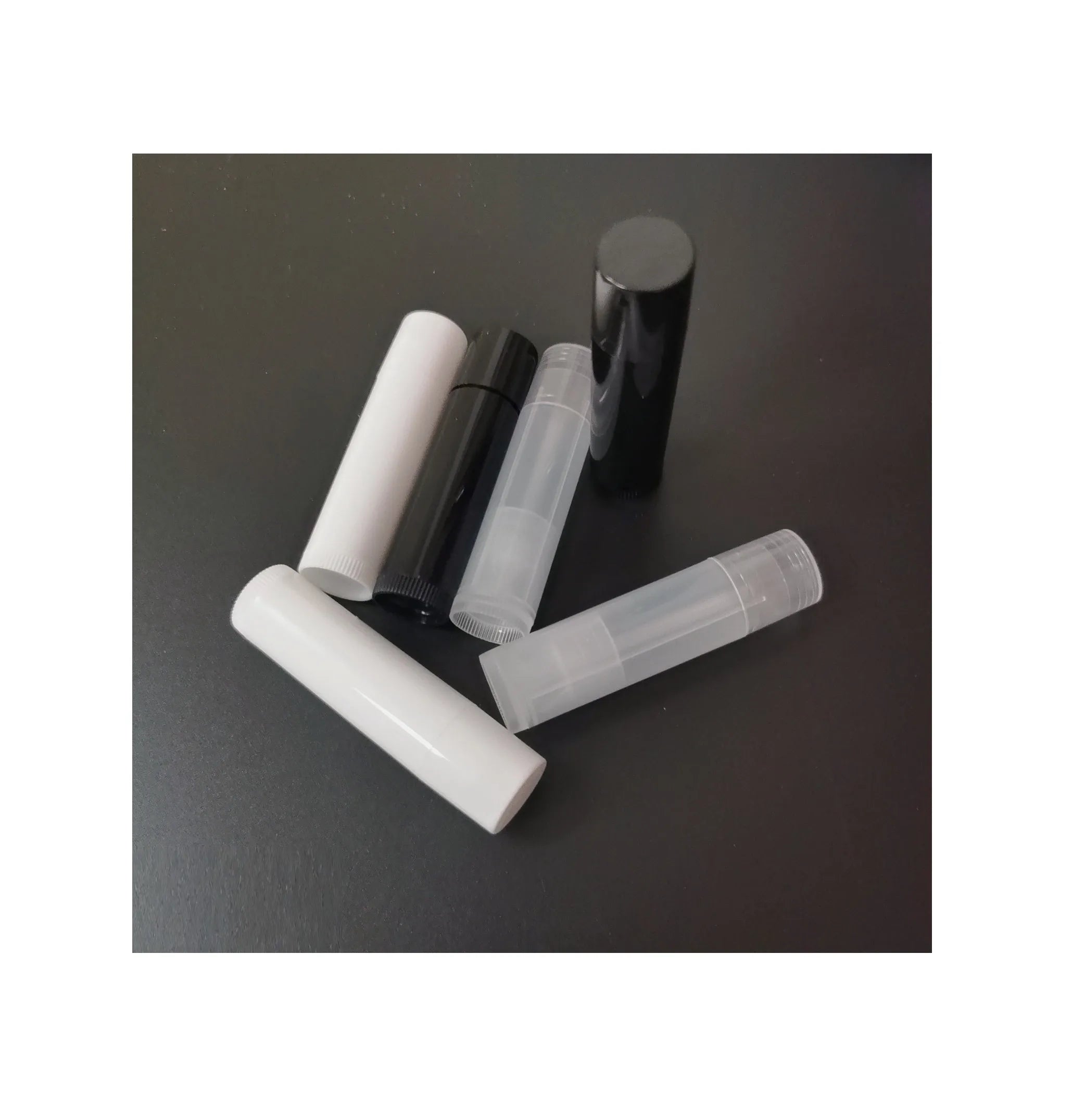 5g DIY Empty Clear Black White Lip Balm Tube Food Grade Plastic Lip Balm Containers