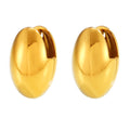 French Style Minimalist Stainless Steel Jewelry 18k Gold Plated Waterproof Goose Egg Shaped Ear Buckle Smooth Earrings YF3960
