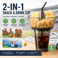 2-in-1 Stackable Snack & Drink Cup | Reusable Stadium Tumbler with Top Bowl for Parties & Travel | Food-Grade PP Plastic