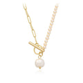 Haiyang 14K Gold-Plated Brass Freshwater Pearl Necklace Trendy Real Natural Beaded Link Chain Choker Irregular Style
