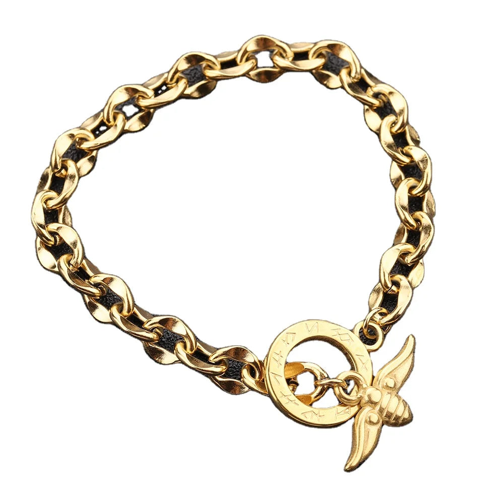 New Simplicity Stainless Steel Women OT Buckle Retro Personality Bracelet for Jewelry Accessories