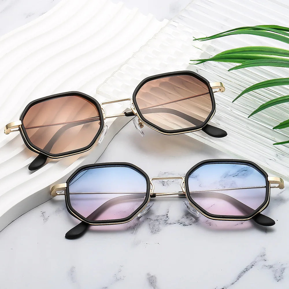 Classic Luxury Polygon Square Round Metal Material Sunglasses Sun Protection Men And Women Outdoor Shades