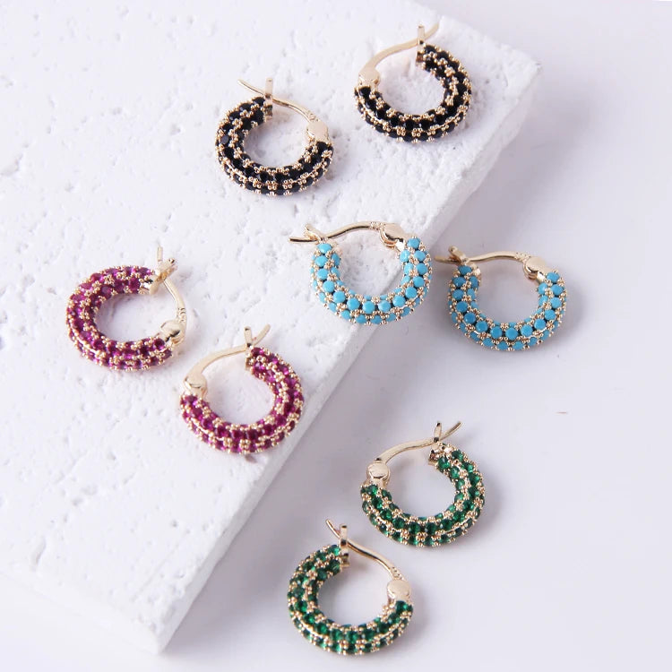 New Arrival Brass CZ Stud Earrings Designer Fashion Personality Tiny Hoop Earrings for Women