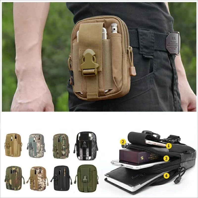 Outdoor Molle Tactical Waist Pouch Fanny Pack Bag Men's Outdoor Sports Running Belt Mobile Phone Holder Case EDC Hunting Bags