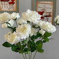 M1009 Wholesale Wedding Road Background Decoration White Red Silk Rose Bouquets Flower 3 Heads Pink Artificial Rose