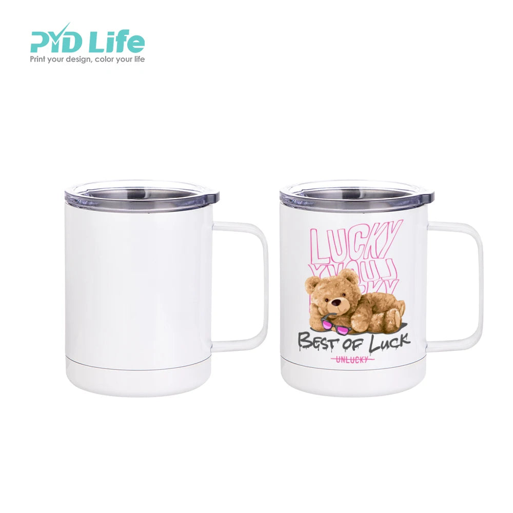 For 10 oz White Stainless Steel Double Wall Sublimation Eco-Friendly Coffee Travel Camping Cup Mug Back to School