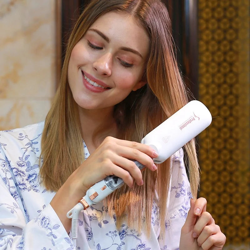 Professional Steam&Infrared Hair Flat Iron 2'Inch Wide Plate Tourmaline Hair Straightener Ceramic