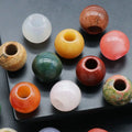 Real 12mm Genuine Natural Large Hole Loose Round Gemstone Stone Beads Big Hole Stone Bead for DIY Bracelet Jewelry Making