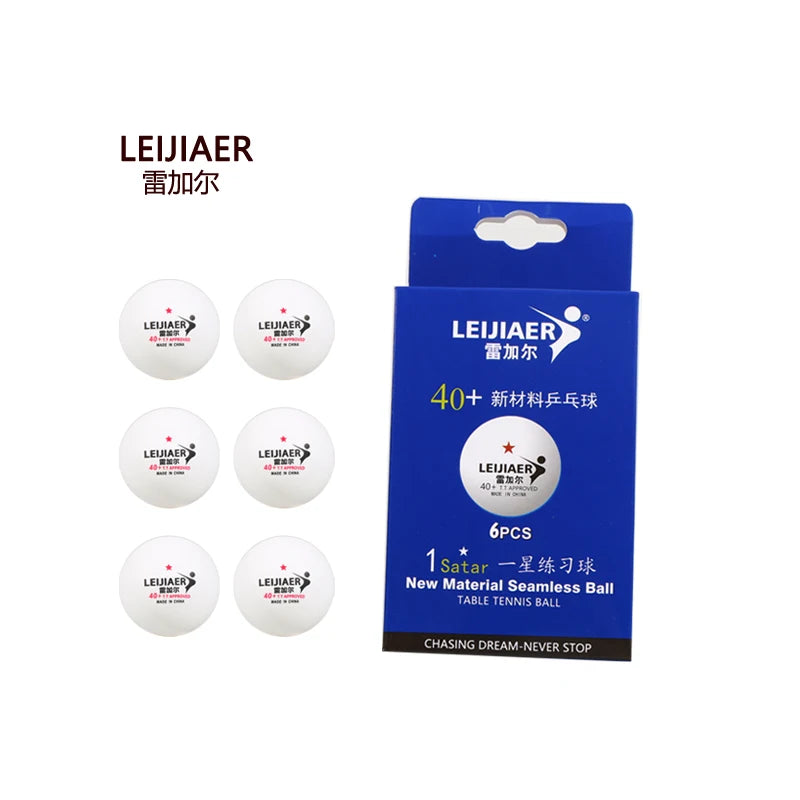 LEIJIAER Table Tennis Ball Printing White Orange 1Star Ping Pong Balls Customized Logo 6pc Ball in Box
