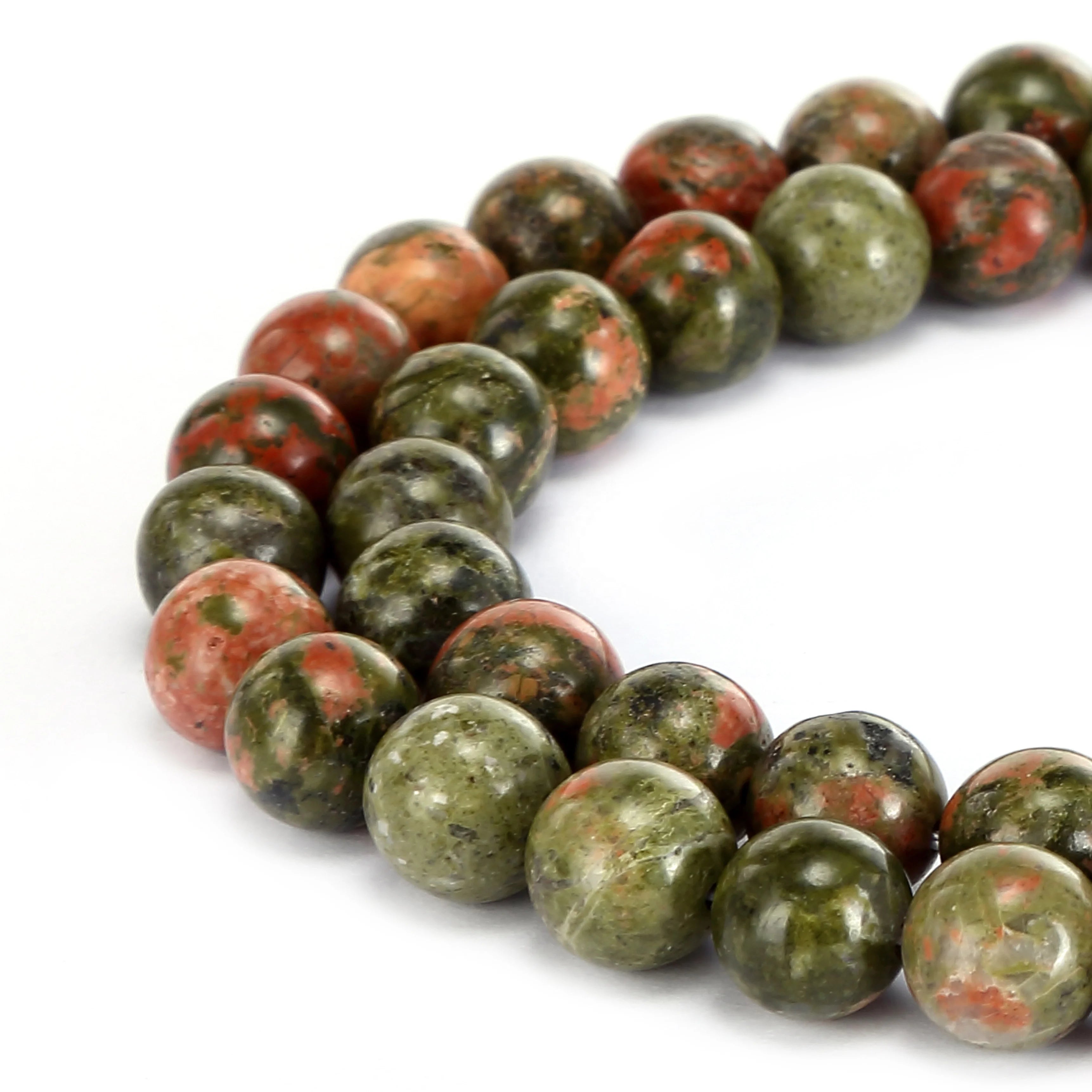 Bulk Price Loose Smooth Round Gemstone Bead Strands Unakite Jasper Stone Beads for Jewelry Making 4mm 6mm 8mm 10mm
