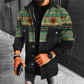 2025 Men's Winter Wool Tweed Coat Plaid Slim Single Breasted Lapel Vintage Western Style Long Length Coat