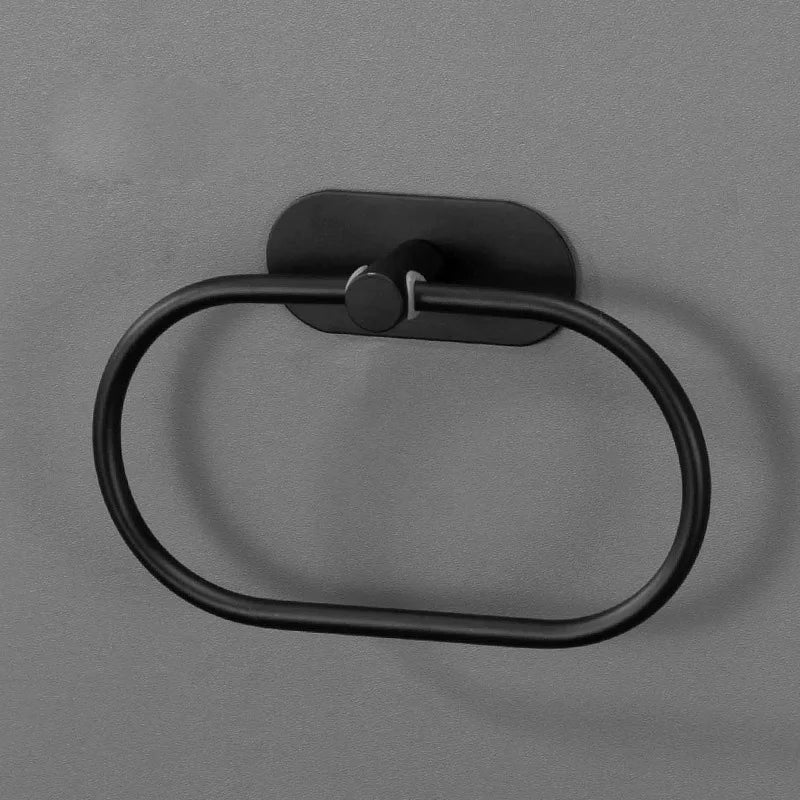 Modern 304 Stainless Steel Bathroom Hardware Set No Drilling Required Brushed Towel Bar Towel Ring Paper Holder in Black Silver