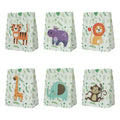 JUMI 6 Design Jungle Animal Theme Paper Bag Kraft Paper Bag Cute Party Decoration Gift