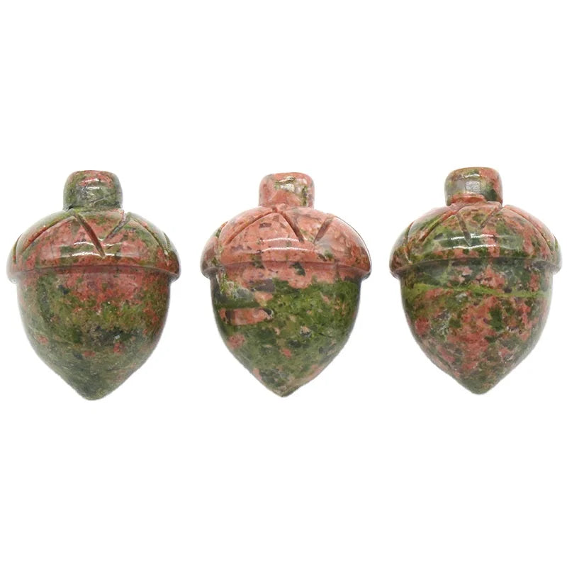 HZ Wholesale Selling Natural Crystal Unakite Small Pinecone Carving Hand Carved Mini Pinecone Carving Christmas Decoration