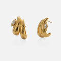 2024 Dazan New INS Trendy 18k Pvd Gold Plated Stainless Steel Vintage Punk Double Irregular Eye Zircon Earrings Luxury Jewelry